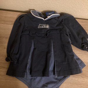Seattle SeaHawks Cotton Blend Dress 12 Months Navy Blue Pleated Skirt NFL Reebok